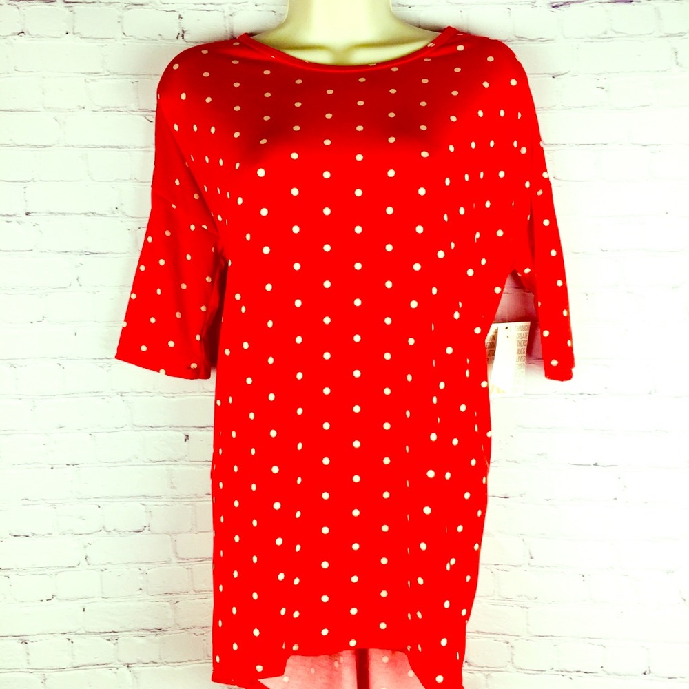 SOFT Hi-Lo Tunic Long cut Red Wht Polk-a-dot 2-6